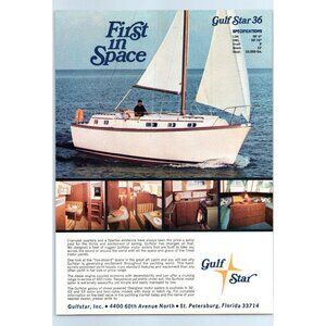 1971 Gulfstar 36 Motor Sailer Yacht Vintage Print Ad Interior Cabin Wall Art